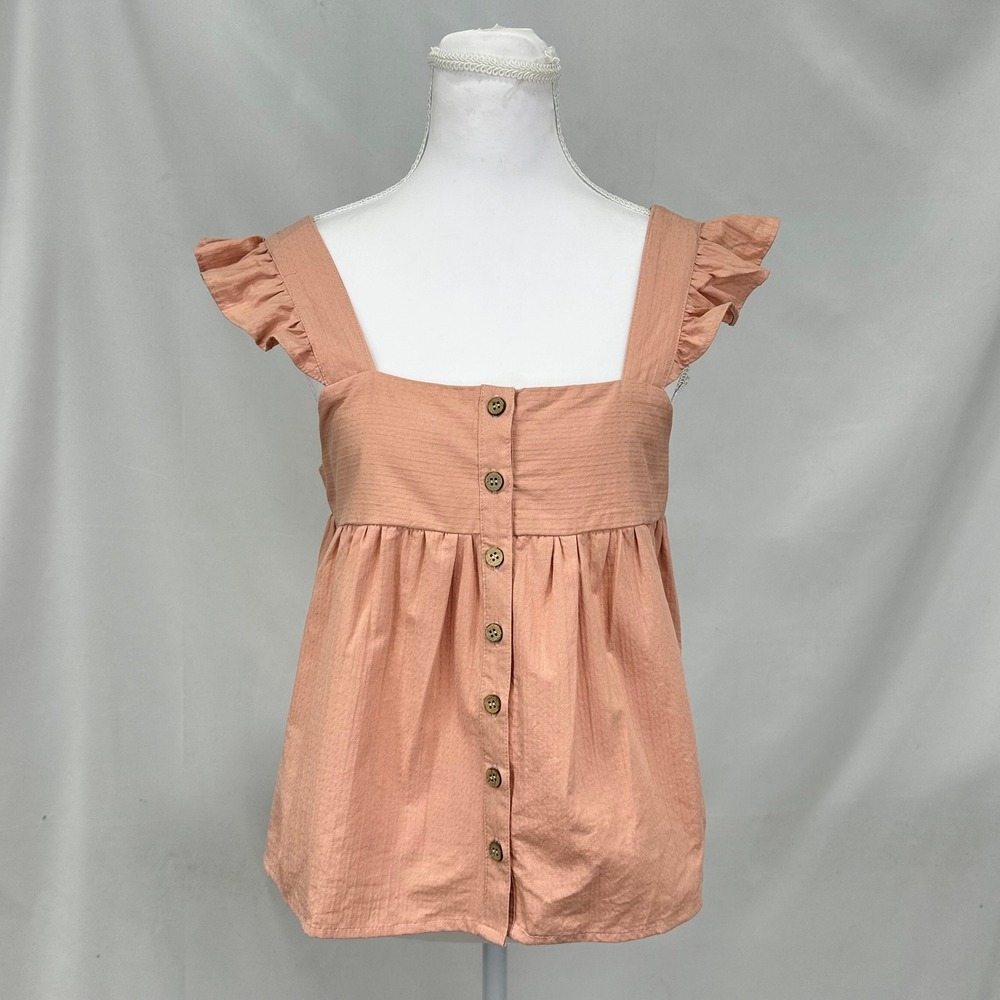New In Women's Sz S Square Neck Pink Ruffle Sleeve Cottagecore‎ Boho Fairycore